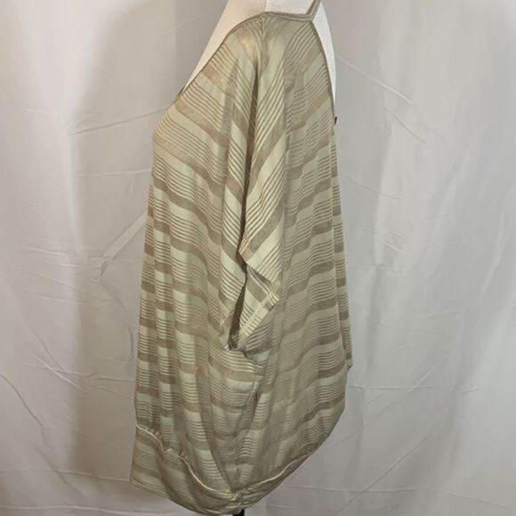 Lane Bryant Light Green Striped T-Shirt/Top/Blouse - Picture 3 of 7